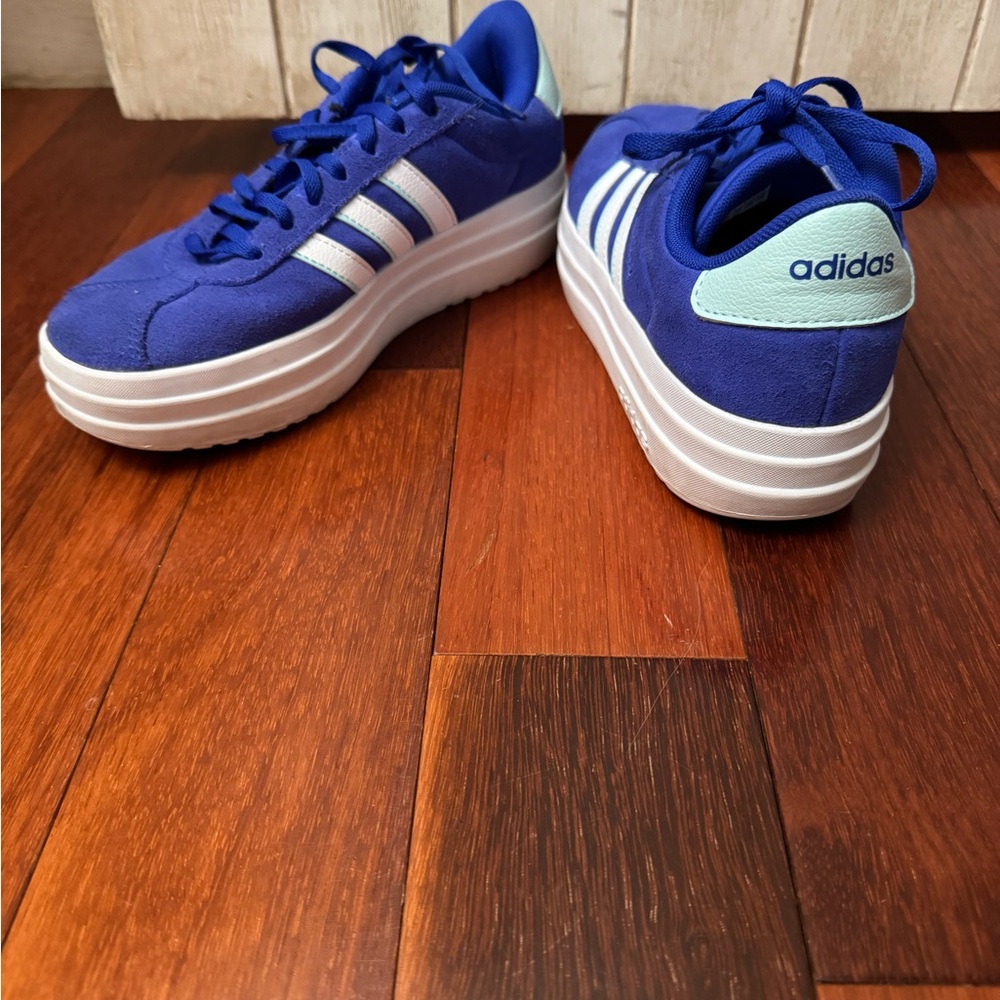 Adidas Royal Blue and White Platform Sneakers